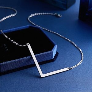 Silver Initial Stainless Steel Pendant Necklace